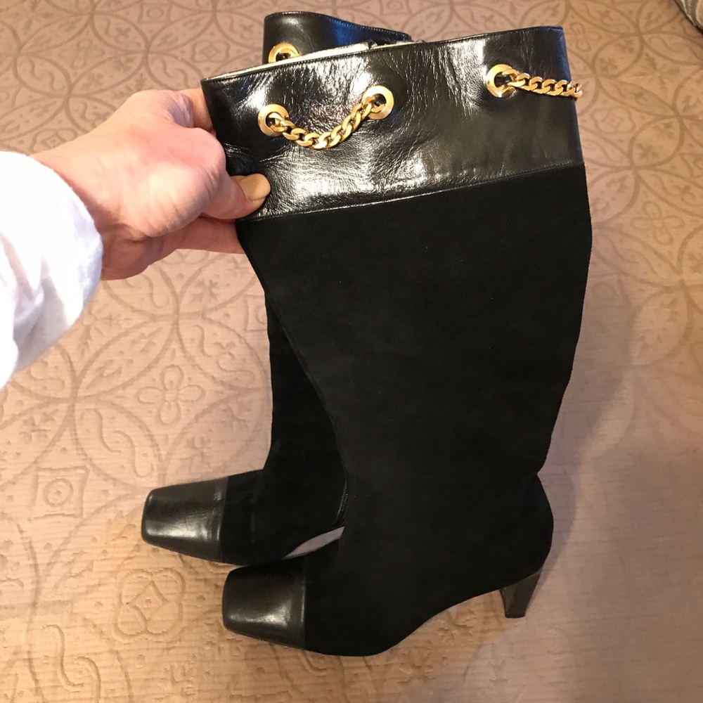 St. John Black and Gold Heeled Boots